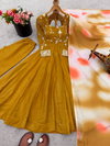 Jf 029 Crunchy Silk With Embroidery Sequence Work Anarkali Dress